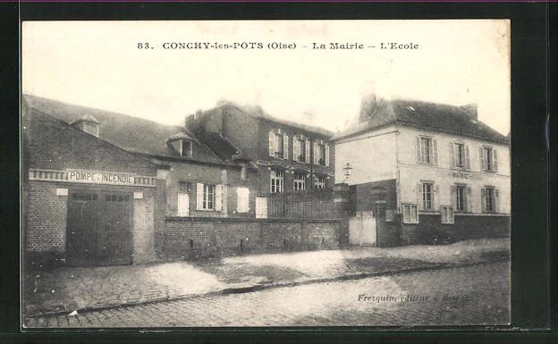 CPA Conchy-les-Pots, La Mairie et L´Ecole