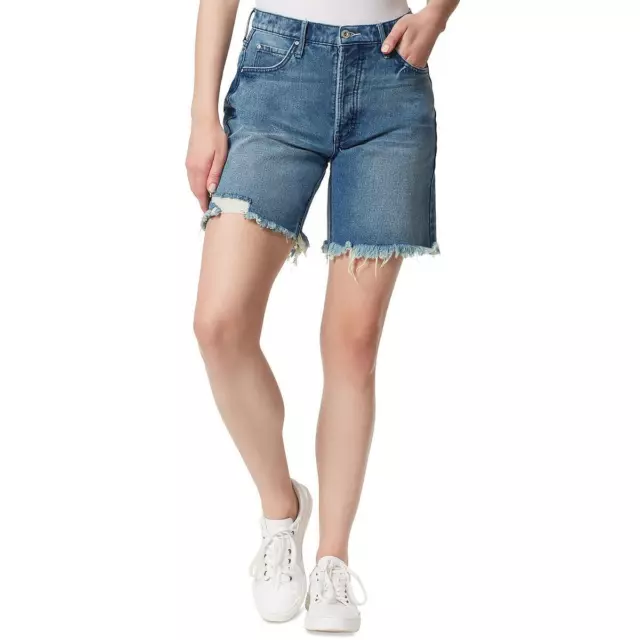 Jessica Simpson Womens Faded Low-Rise Frayed-Hem Denim Shorts BHFO 8225