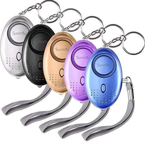 SUNMAY Alarme Personnelle, 5 Pièces 140DB Porte Cle Alarme d'urgence avec Torche