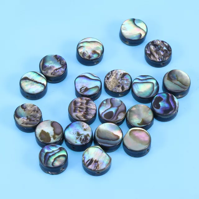 20 PCS Abalone Round Beads Colorful Loose Coin Bulk Ornaments Straight Hole
