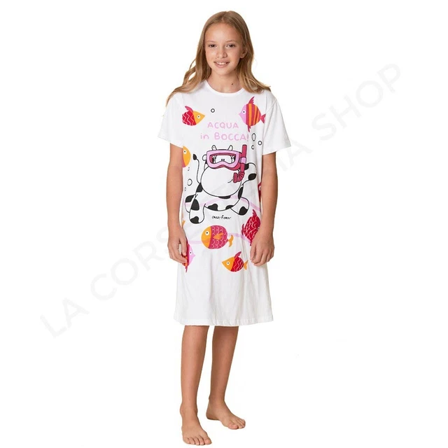 Camicia da notte Crazy Farm ragazza bambina manica corta in cotone articolo 3222