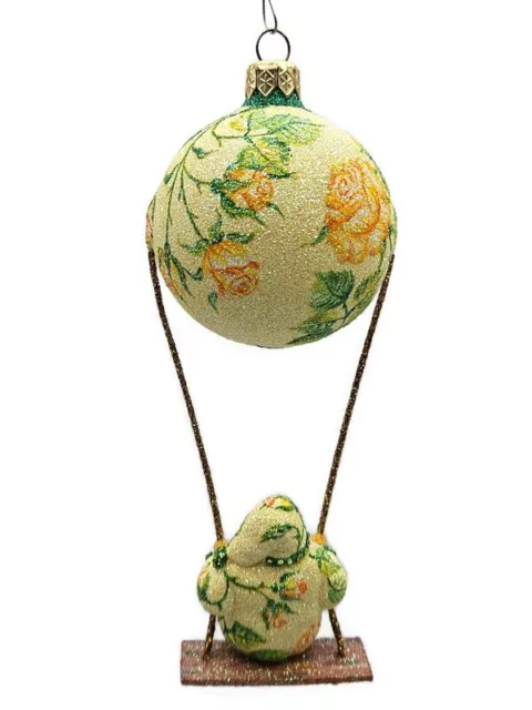 Patricia Breen Swing Time Yellow Roses Santa Claus Floral Christmas Ornament