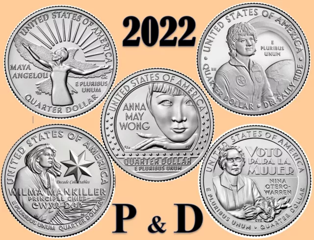 💰 2022 P &D American Women Quarters - Full Set 2022 of 10 coins - UNC - US Mint