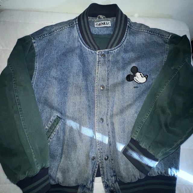 Genus Denim Button Up Jean Jacket Mickey Mouse Disney Mens Size L
