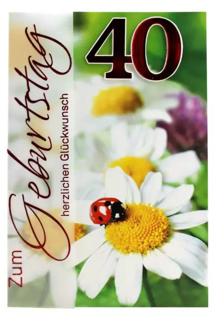 GRUSSKARTE ZUM 40 Geburtstag Geburtstagskarte Blumen Glückwunschkarte