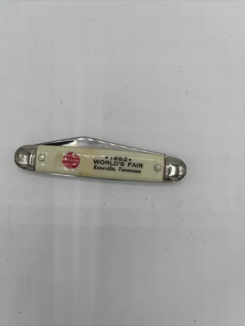 Vintage 1982 Worlds Fair Pocket Knife Souvenir Knoxville Tennessee White