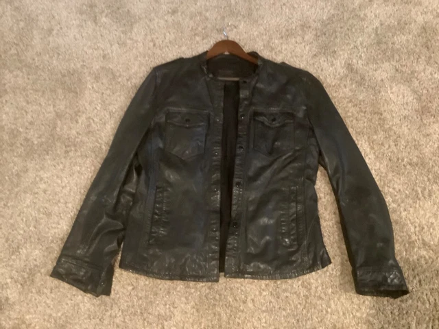 All Saints Mens Leather Jacket Xl