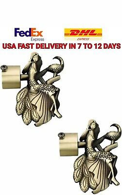 Curtain Brackets, curtain finial for 1 inch Rod, Gold, Pack of 2 - ANTIQUE