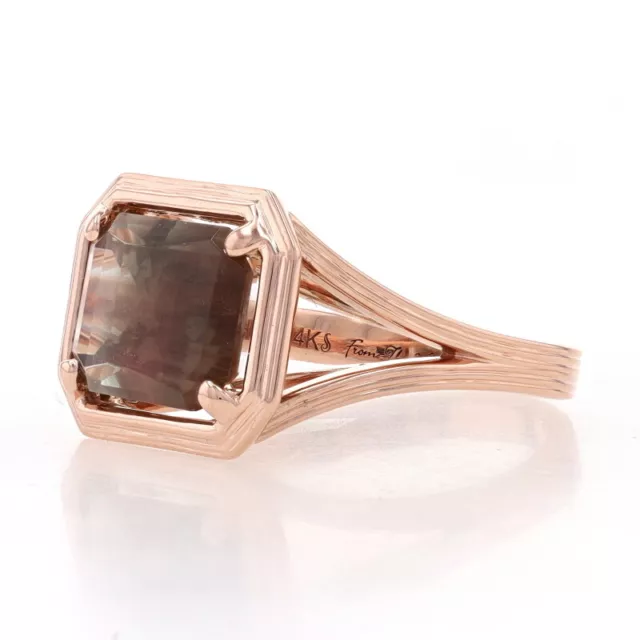 Rose Gold Oregon Sunstone Cocktail Solitaire Ring - 14k 4.23ct Copper Schiller 3