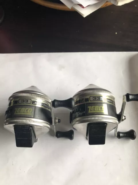 VINTAGE ZEBCO 33 Classic Spincast Reels Lot Of 2 (1992) USA Made