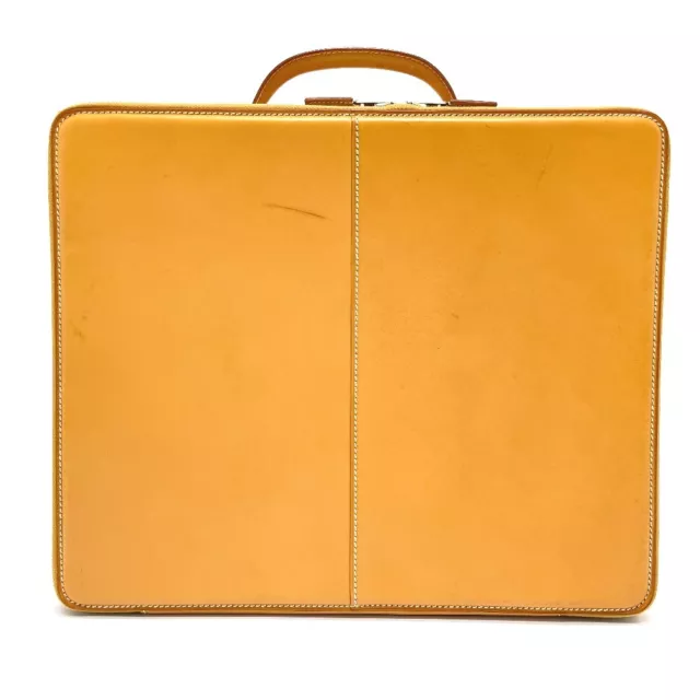 HERMES Sac A Depeche 41 Briefcase Mocha Brown Leather Gold Hardware  Men's Bag