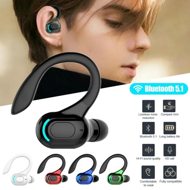 Bluetooth 5.2 Wireless Headset Earbud Earpiece with Mic Mini Handsfree Earphone