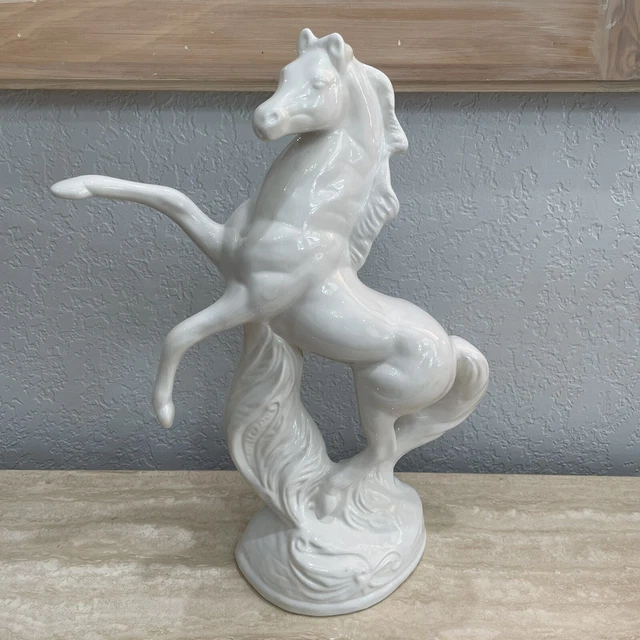 White Ceramic Horse Decor Statue
