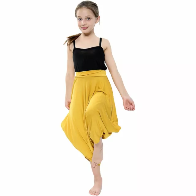 Kids Girls Mustard Baggy Harem Trousers Ali Baba Style Tie Dye Yoga Casual  5-13