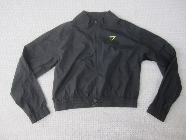 Gymshark Jacket Womens Medium Black Zip Up Lightweight Nylon