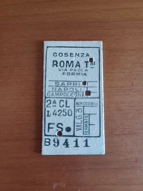 Biglietto Ferroviario F.s. Edmonson 1953 Cosenza Roma Sapri Napoli