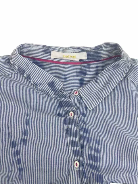 Hei Hei Anthropologie Women’s Shirt Size 12 100% Cotton Button Up Blue Striped