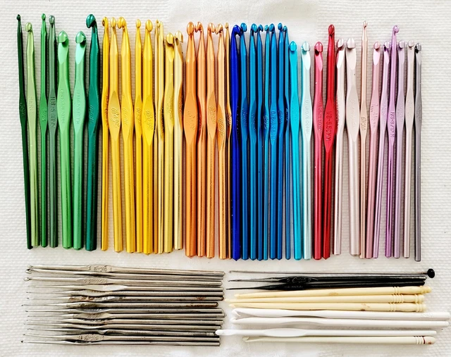 Lot of 66 Vintage Bone Steel Aluminum Crochet Lace Hooks Hero Boye  Bates