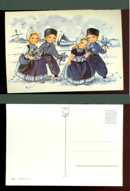 Br1705 2 Cartoline Bambini Olandesi  Nuove -