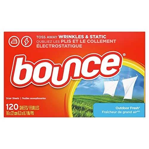 Bounce Dryer Sheets Laundry Fabric Softener, Outdoor Fresh Scent, 120 Count