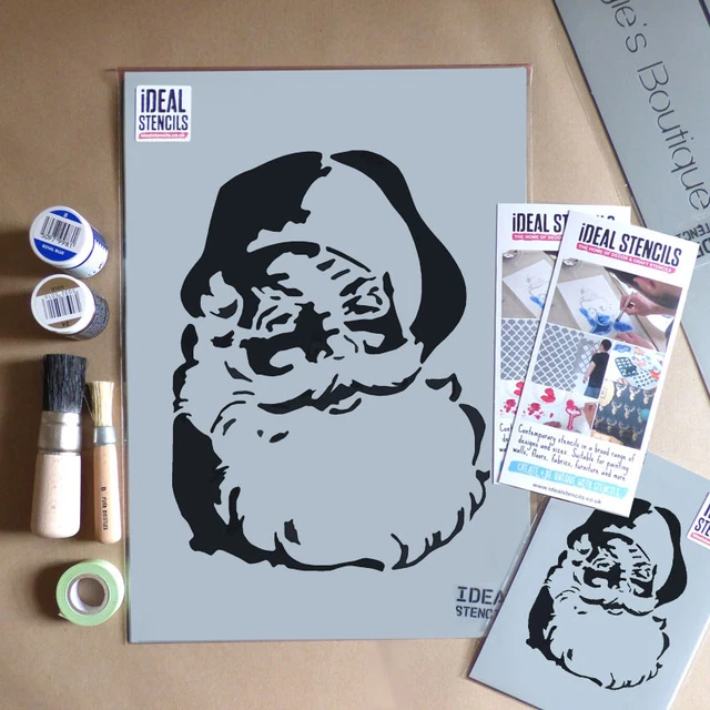 Laser Chimp Christmas Stencil – Santa Mylar Sheet – 190 Micron Wall Art Craft