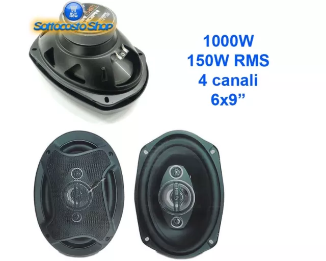 Kit Coppia Casse Auto Ovali Speaker 1000W 4 Vie 6X9" Ts 6972 Subwoofer Integrato