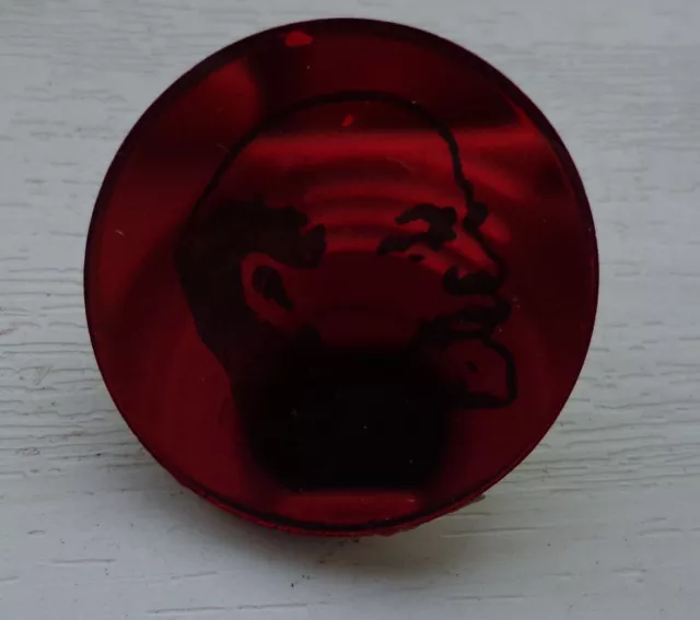 Lenin Communism Leader Red Star Propaganda Soviet Russia Vintage Pin Badge USSR