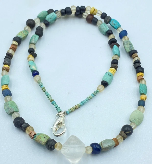 Ancient Roman Greek Sasanian Afghani Antiquity Glass Turquoise Crystal Old Beads