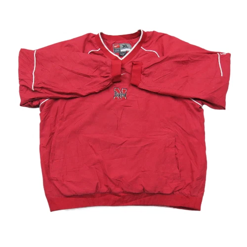 Nike Team Mens Puffer Sports Husker Sweatshirt V Neck Ribbed Cuff & Him Red XL