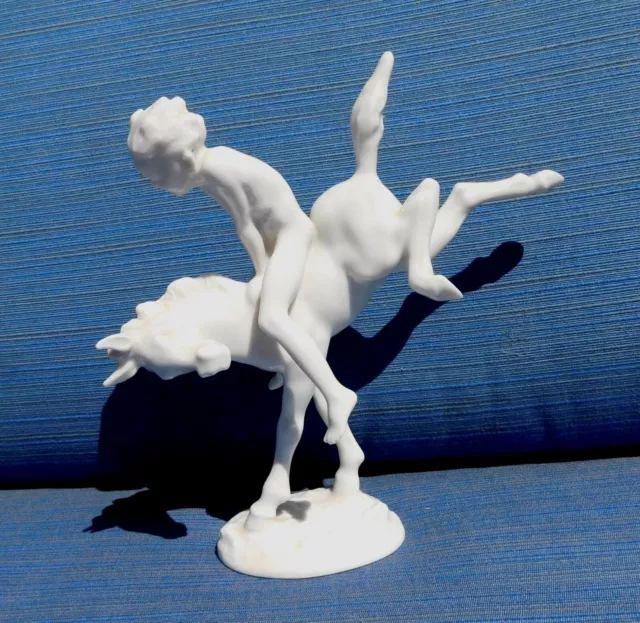 Karl Tutter German Porcelain Boy on Horse by Hutschenreuther - Mint Condition