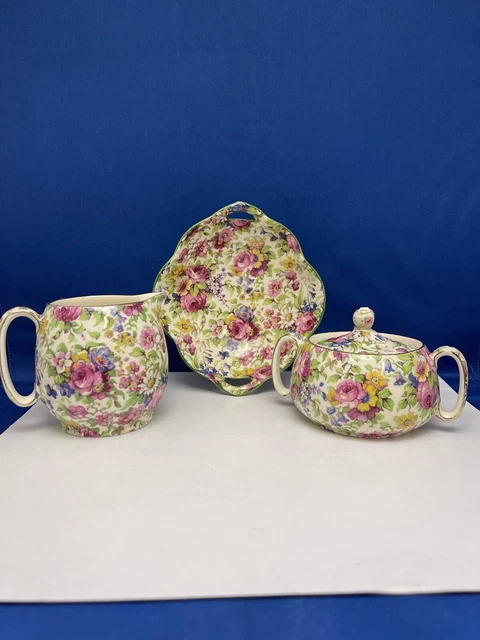 Vintage Royal Winton Grimwades Summertime Chintz Sugar Creamer And Bowl