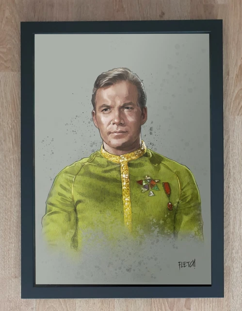Star Trek Exclusive Captain James T Kirk A4 Framed Artprint By Jason Fletcher
