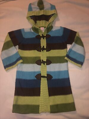 GYMBOREE HIDE N SEEK color block stripe long sweater toggle Size 4 Great Cond