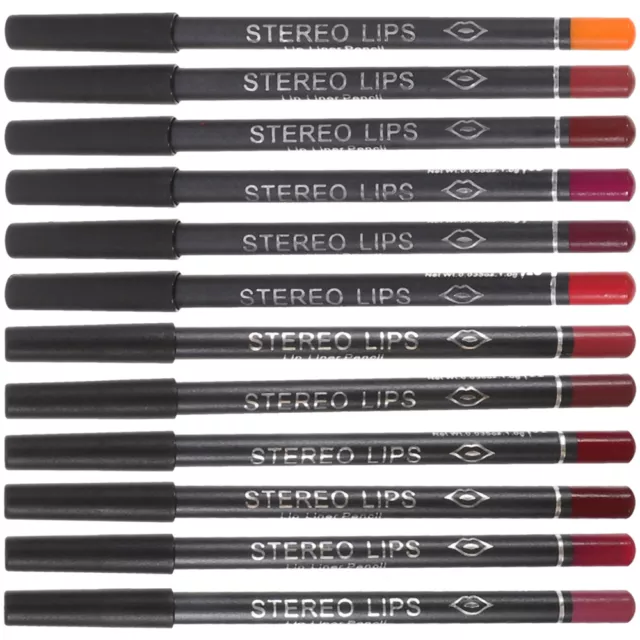 12 Pcs Schmaler Lipliner-Stift Beauty-Kosmetik-Tool Schwarzer Lippenstift