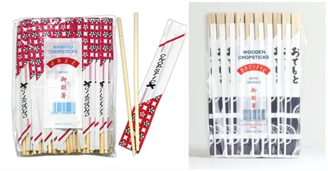 40 Pairs Disposable Chopsticks  Wooden Bamboo Individually Wrapped, For Party 2