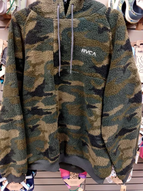 Rvca Camo Fleece Swift Pullover W/Hoodie Medium Rare Nwt  3 Hour Flash Sale....