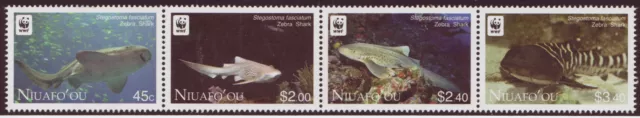 Niuafo'ou 2012 Wwf Fish, Zebra Sharks Unmounted Mint Strip Of 4