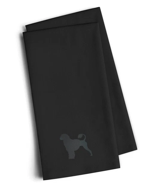 Portuguese Water Dog Black Embroidered Towel Set of 2 BB3468BKTWE