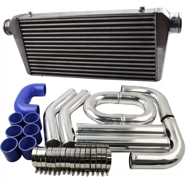 Universal 600 x 300 x76mm Intercooler + 3" 76mm  Piping pipe Kit + Blue hose kit