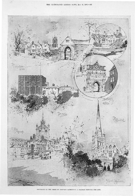 1894 Antique Print  - NORFOLK Norwich Cathedral Castle Bishops Palace  (46)