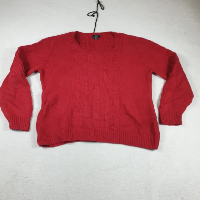 Sportscraft Womens Sweater Jumper Size L Large Red Crewneck Long Sleeve