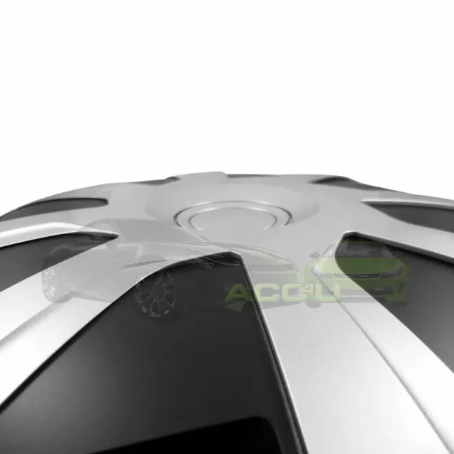 16" Silver Black Van Motorhome Deep Dish Wheel Trims Hub Caps Covers Set Sim157+ 7