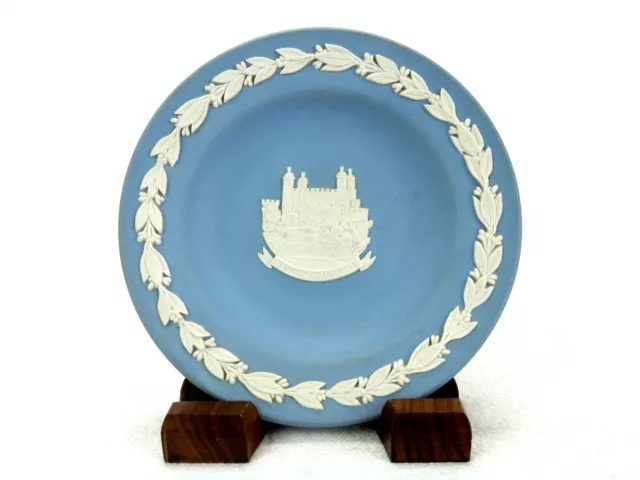 Wedgwood 4.5" Plate, Trinket/Pin Dish. Tower of London, Blue Jasperware, #WW-05