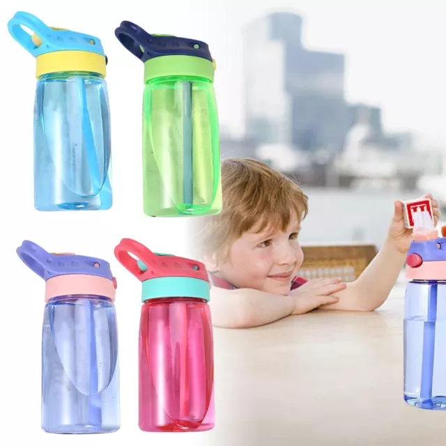 Children Kids Bpa Free Water Bottle With Straws Drinking Cup Dustproof Cup Lid