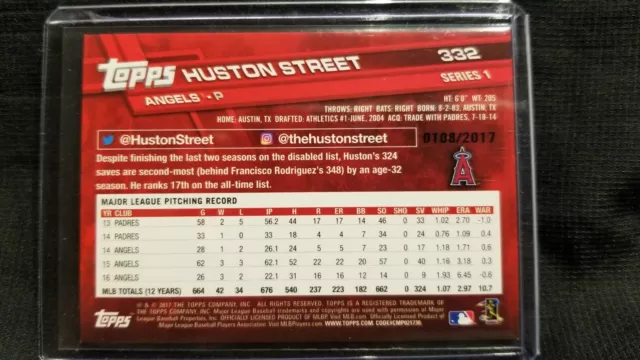 2017 Topps Gold Cards Out of #/2017 Complétez votre ensemble 2