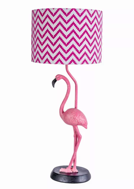 Lampe de table sculpture Flamingo figure grand rose oiseau abat-jour en tissu