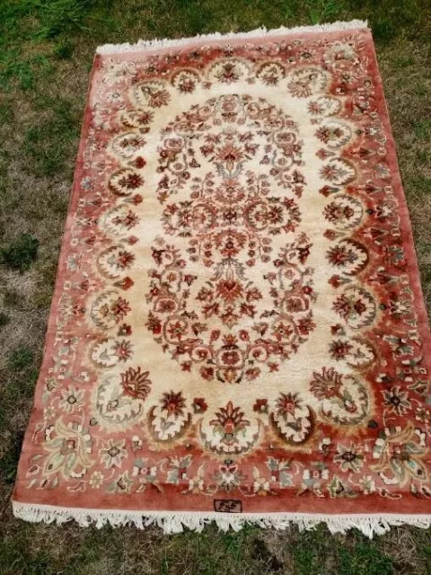 Tapis ancien d Orient D Hyderabad Pakistan Fait Main Laine et Soie 