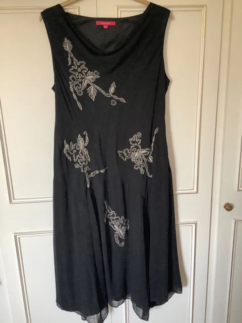 Abito con perline nero Jacques verde taglia 22 fazzoletto con perline orlo