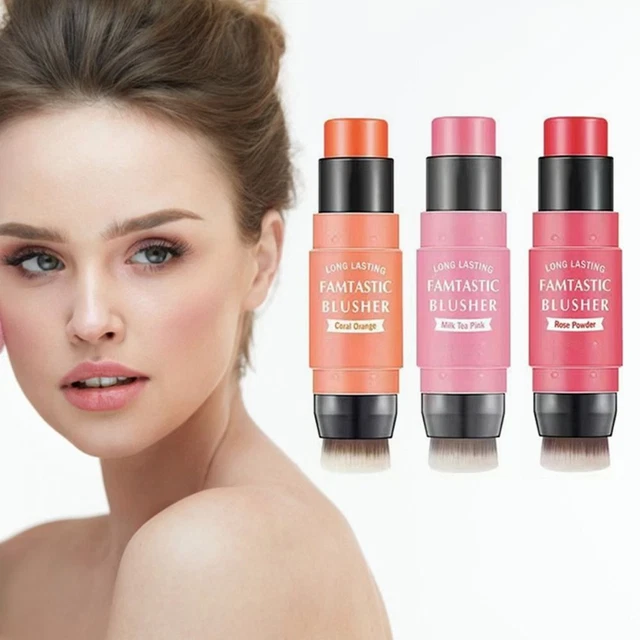 DOUBLEHEADED BLUSH CREAM Blush Stick with Brush Brighten Powder