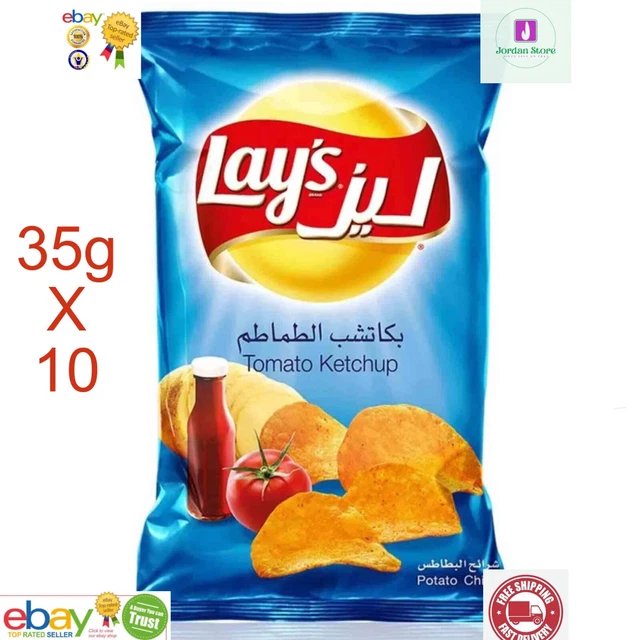 LAY'S CHIPS POTATO Tomato Ketchup Flavor 35 Gram X 10 pack HALAL شيبس